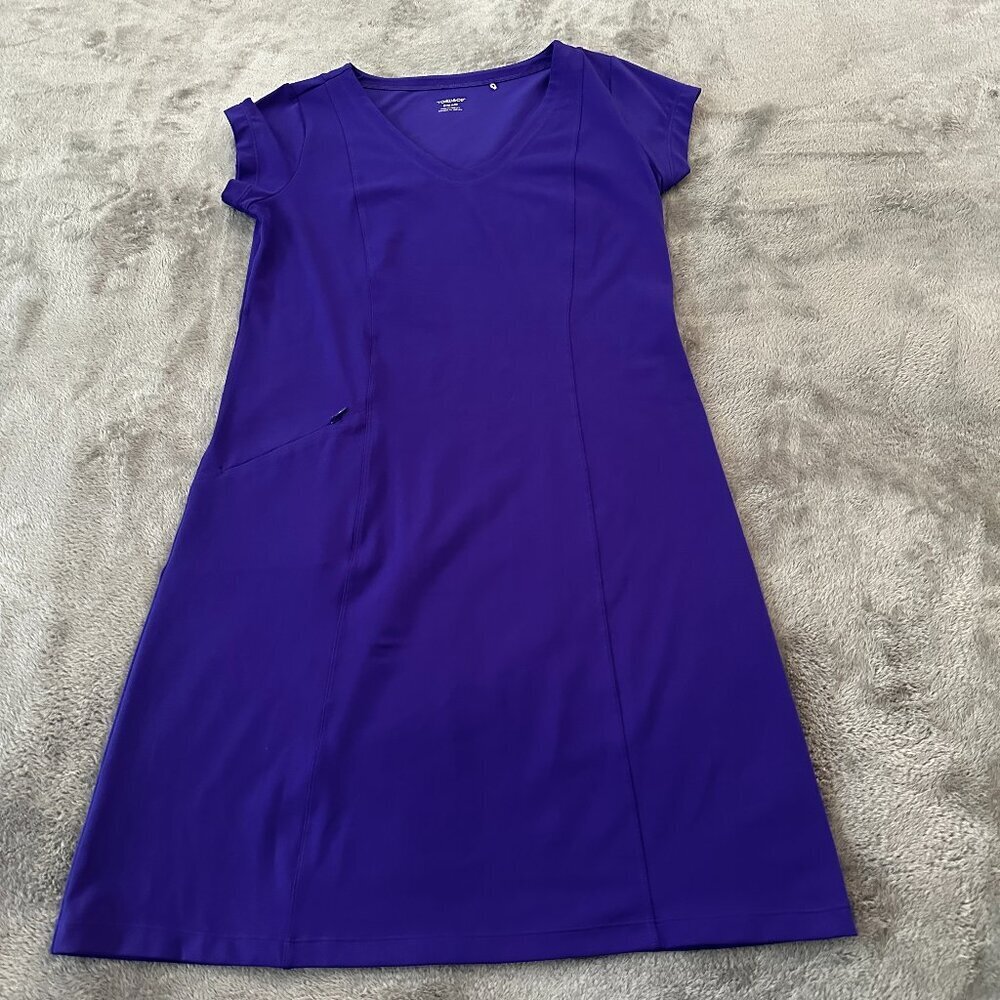 Toad & Co Aquaculture Dress Purple Women's SMALL Short Sleeve V-Neck Tennis